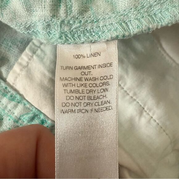 Vineyard Vines Linen Shorts 3'' Womens Sz 2 Green Fish Print Summer Beach - Picture 10 of 13